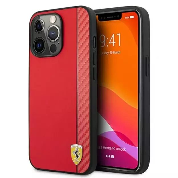 Ferrari FESAXHCP13XRE iPhone 13 Pro Max 6.7&quot  red/red hardcase On Track Carbon Stripe