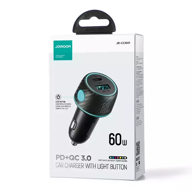 60W USB-C USB-A car charger Joyroom JR-CCN01 - black 7
