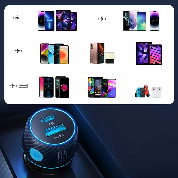 60W USB-C USB-A car charger Joyroom JR-CCN01 - black 5
