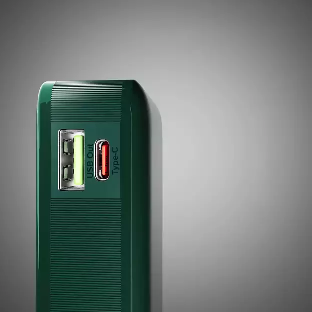 Powerbank SBS 10000 mAh 20W with built-in USB-C cable and digital display - green 6