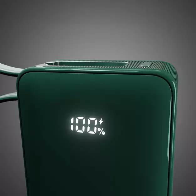 Powerbank SBS 10000 mAh 20W with built-in USB-C cable and digital display - green 7