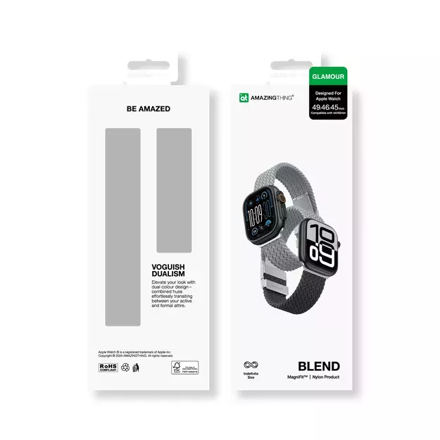 Set of 2 AmazingThing Blend Band for Apple Watch 45/46/49mm - Grey-Black/Grey 16