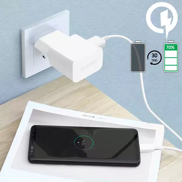 Samsung EP-TA200EWE USB-A 15W wall charger with EP-DR140AWE USB-A - USB-C cable (OOB Bulk - replacement packaging) - white 10