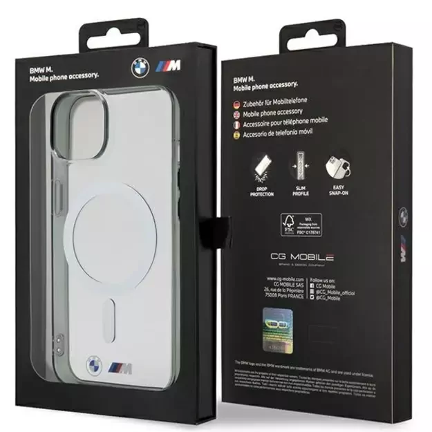 BMW BMHMP14SHCRS iPhone 14 6.1&quot  case transparent hardcase Silver Ring MagSafe 7