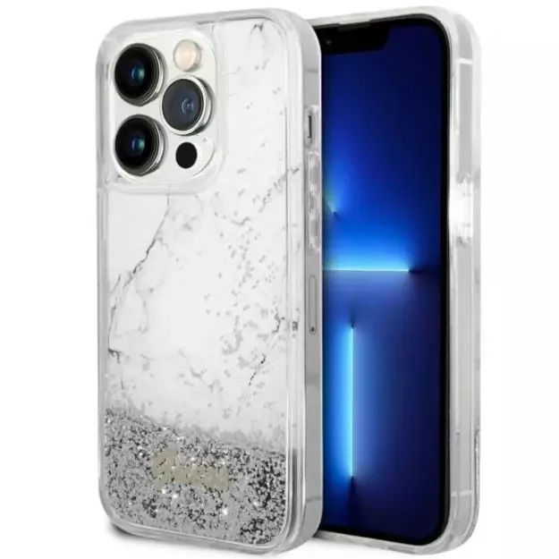 Guess GUHCP14LLCSGSGH iPhone 14 Pro 6.1  white/white hardcase Liquid Glitter Marble