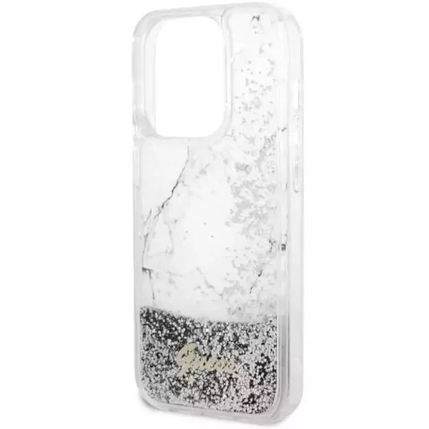 Guess GUHCP14LLCSGSGH iPhone 14 Pro 6.1  white/white hardcase Liquid Glitter Marble 5