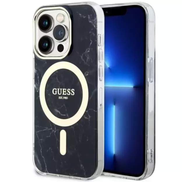 Guess GUHMP14LPCUMAK iPhone 14 Pro 6.1  black/black hardcase Marble MagSafe