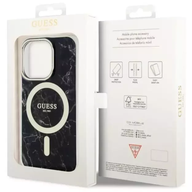 Guess GUHMP14LPCUMAK iPhone 14 Pro 6.1  black/black hardcase Marble MagSafe 7