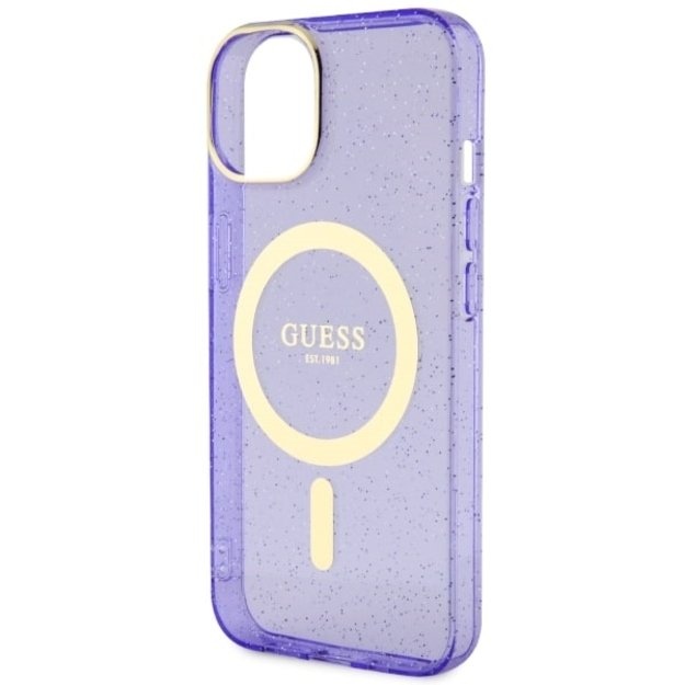 Guess GUHMP14MHCMCGU iPhone 14 Plus 6.7  purple/purple hardcase Glitter Gold MagSafe 12