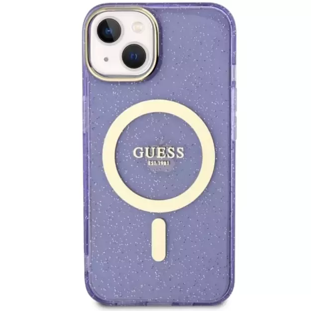 Guess GUHMP14MHCMCGU iPhone 14 Plus 6.7  purple/purple hardcase Glitter Gold MagSafe 2