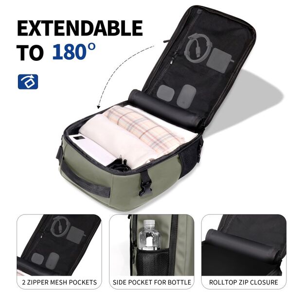 Tech-Protect Defender S50 Backpack for Ryanair &amp  Wizzar, 20L Laptop - Olive 5