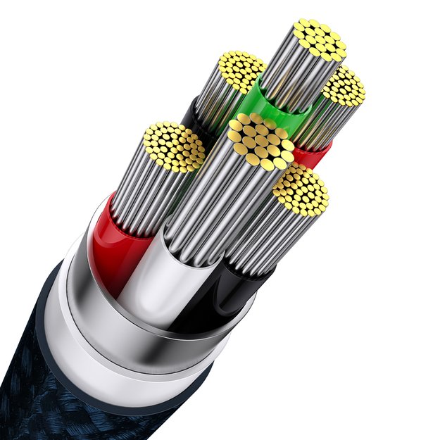 Baseus Flash Series Ⅱ 3in1 Fast Charging Cable USB-A to USB-C / Micro-USB / Lightning 66W 480Mbps 1.2m Blue 6