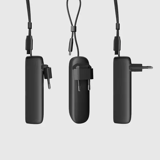 SBS Hybrid PD 20W 5000mAh Power Bank with Built-in Cable and Foldable Plug - Black 5