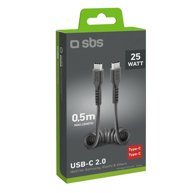 SBS TECABLETYPCCSK USB-C spiral cable - USB-C 0.5m - black 1