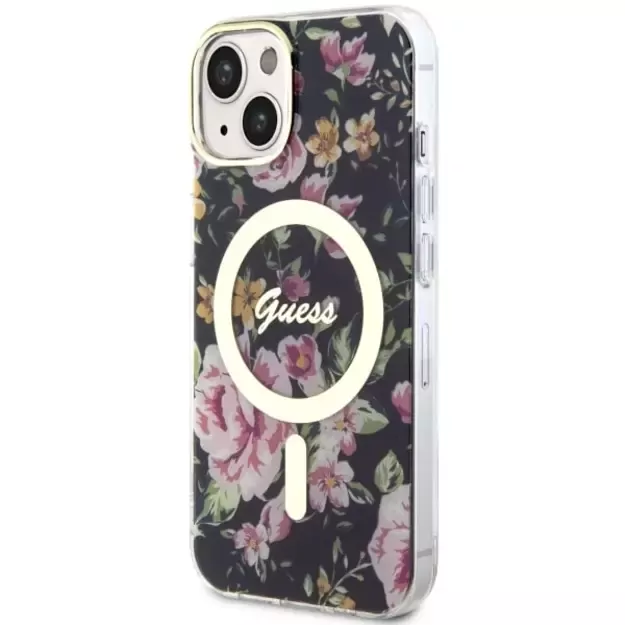 Guess Flower MagSafe case for iPhone 14 - black 1