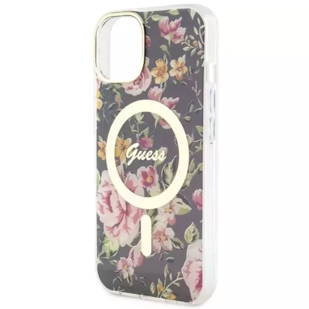 Guess Flower MagSafe case for iPhone 14 - black 5