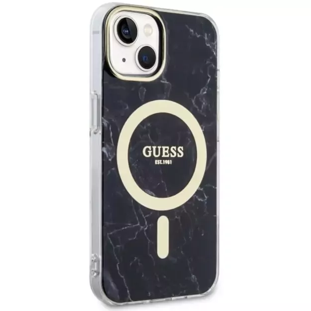 Guess GUHMP14SPCUMAK iPhone 14 6.1&quot  black/black hardcase Marble MagSafe 3