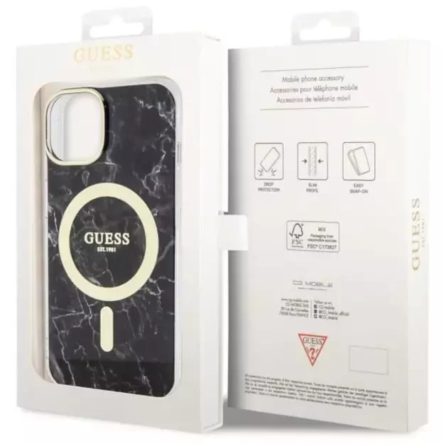 Guess GUHMP14SPCUMAK iPhone 14 6.1&quot  black/black hardcase Marble MagSafe 6