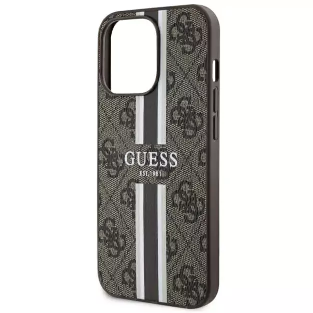Guess GUHMP13LP4RPSW iPhone 13 Pro / 13 6.1&quot  brown/brown hardcase 4G Printed Stripes MagSafe 12