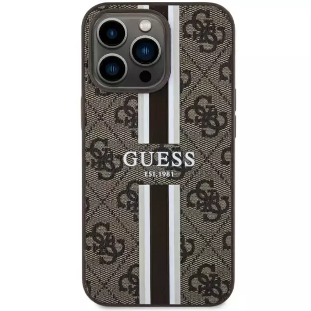Guess GUHMP13LP4RPSW iPhone 13 Pro / 13 6.1&quot  brown/brown hardcase 4G Printed Stripes MagSafe 9