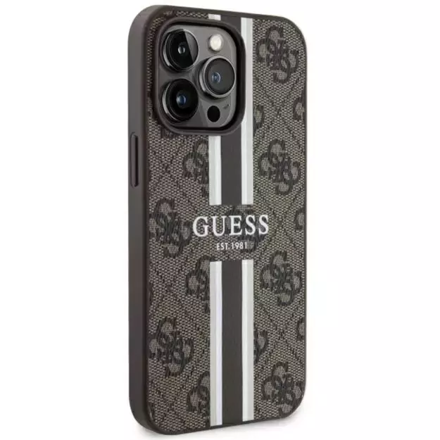 Guess GUHMP13LP4RPSW iPhone 13 Pro / 13 6.1&quot  brown/brown hardcase 4G Printed Stripes MagSafe 10