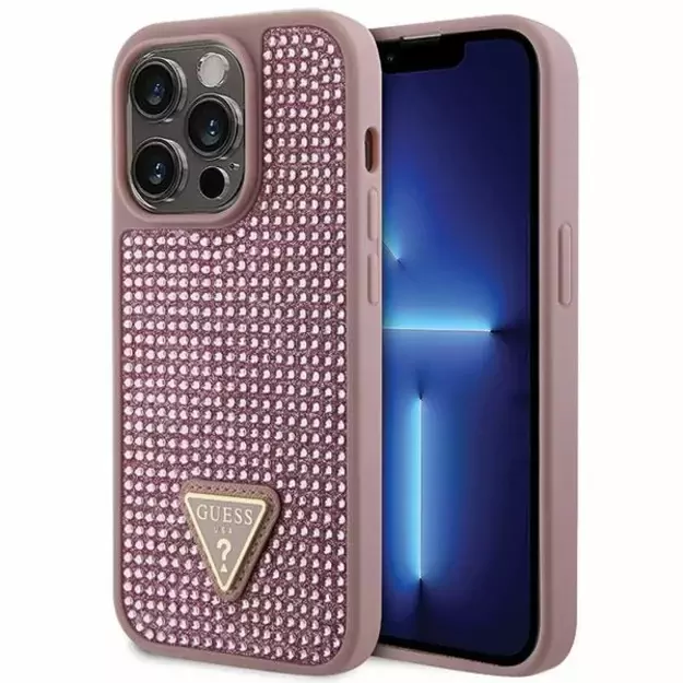 Guess GUHCP14LHDGTPP iPhone 14 Pro 6.1  pink/pink hardcase Rhinestone Triangle