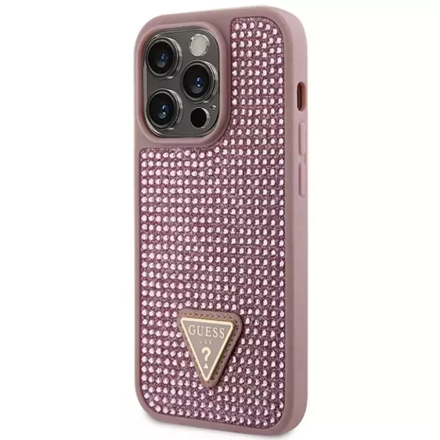 Guess GUHCP14LHDGTPP iPhone 14 Pro 6.1  pink/pink hardcase Rhinestone Triangle 1