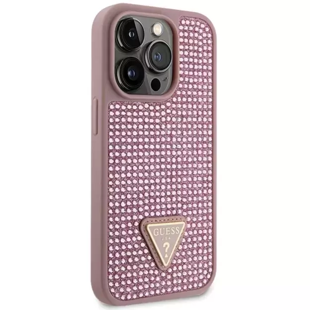 Guess GUHCP14LHDGTPP iPhone 14 Pro 6.1  pink/pink hardcase Rhinestone Triangle 3