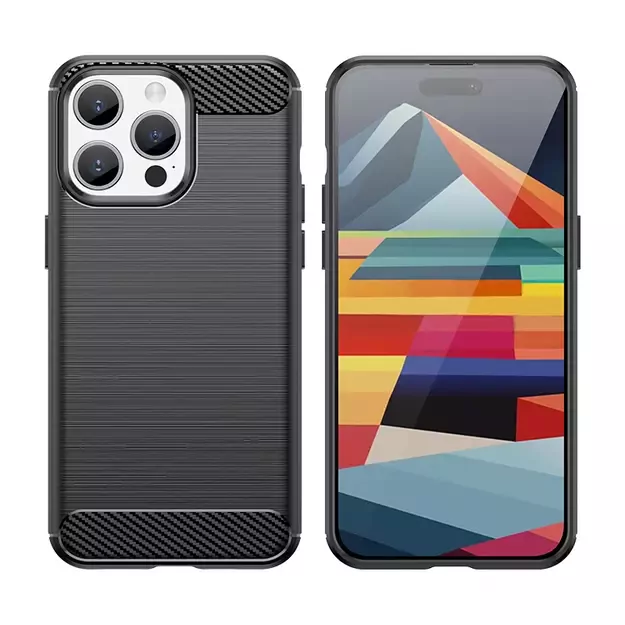 Flexible carbon pattern case for iPhone 15 Pro Max Carbon Case - black 3