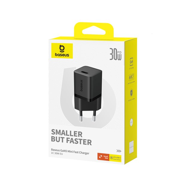 Baseus GaN5 30W USB-C EU Wall Charger - Black 1