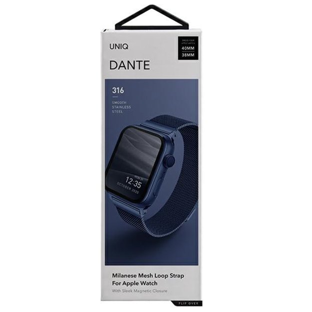 Uniq Dante Stainless Steel Strap for Apple Watch 1/2/3/4/5/6/7/8/SE/SE2 38/40/41mm - Blue 3