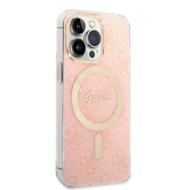 Set Guess GUBPP13XH4EACSP Case+ Charger iPhone 13 Pro Max pink/pink hard case 4G Print MagSafe 3