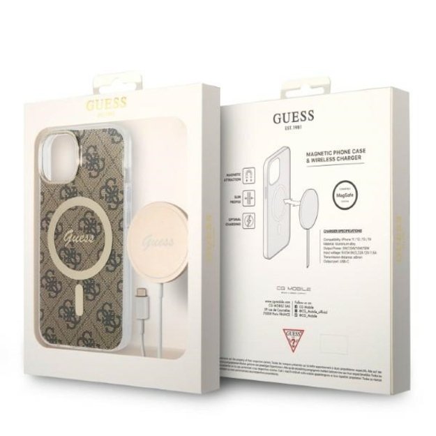Set Guess GUBPP14MH4EACSW Case+ Charger iPhone 14 Plus 6.7  brown/brown hard case 4G Print MagSafe 9