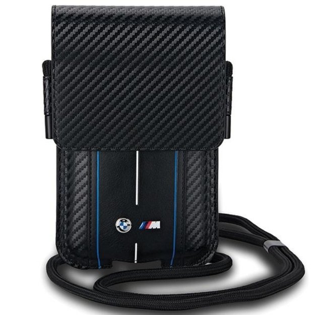 BMW Carbon &amp  Blue Stripe phone bag - black