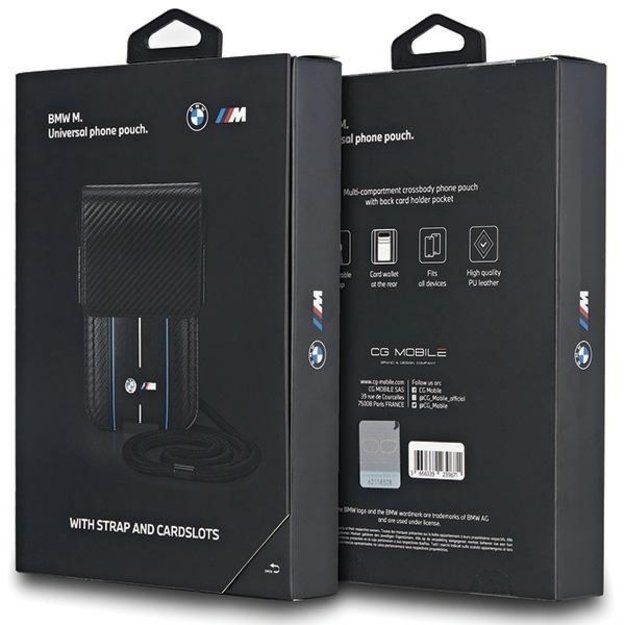 BMW Carbon &amp  Blue Stripe phone bag - black 3