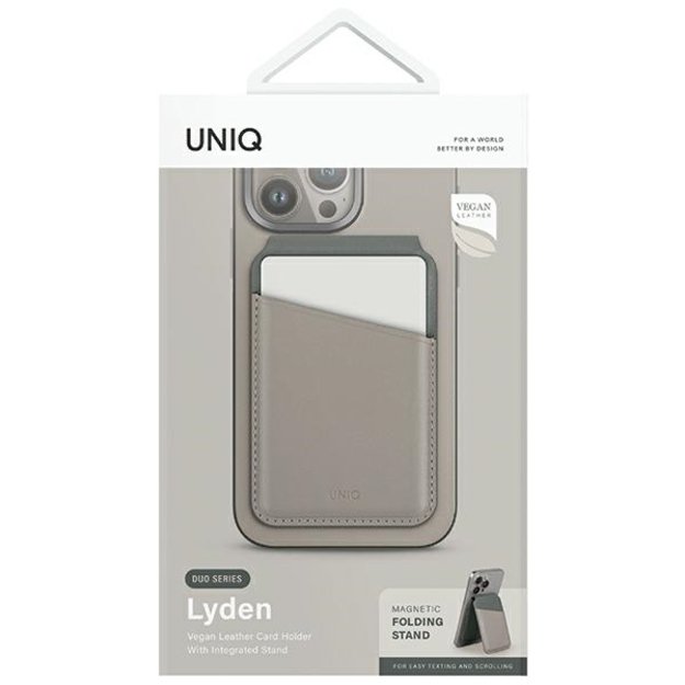 Uniq Lyden DS magnetic RFID wallet with phone stand - beige and green 5
