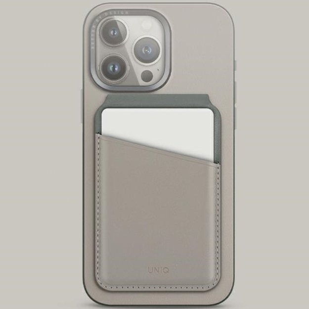Uniq Lyden DS magnetic RFID wallet with phone stand - beige and green 1