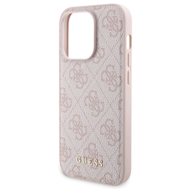 Guess 4G Metal Logo case set for iPhone 15 Pro Max + 5000mAh MagSafe power bank - pink 5