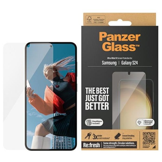 PanzerGlass Ultra-Wide Fit tempered glass with applicator for Samsung Galaxy S24 3