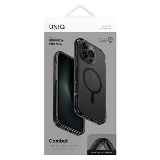 Uniq Combat iPhone 16 Pro Max 6.9&quot  case Magclick Charging black/carbon black 3