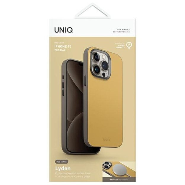 Uniq Lyden DS iPhone 15 Pro Max 6.7&quot  Magclick Charging case yellow-gray/canary yellow-flint gray 5