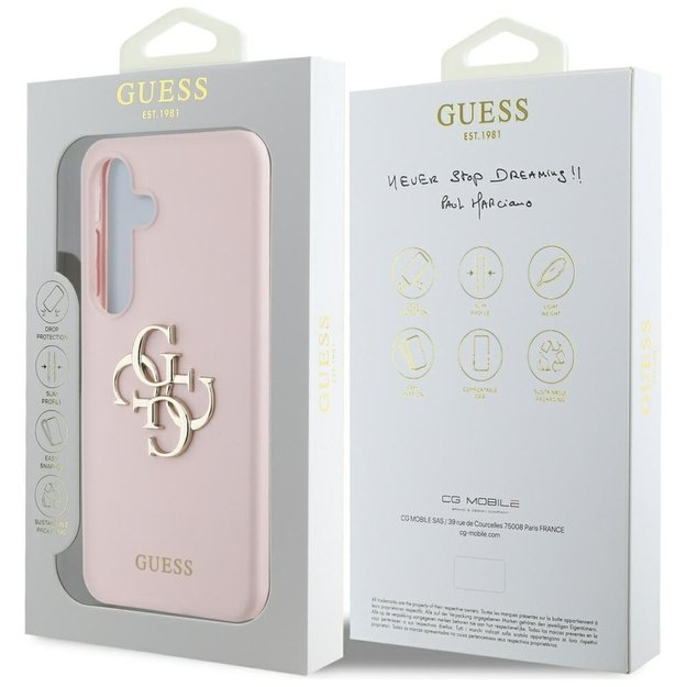 Guess Silicone Big 4G Logo Bottom Script Case for Samsung Galaxy S25 - Pink 7