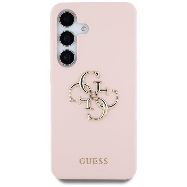Guess Silicone Big 4G Logo Bottom Script Case for Samsung Galaxy S25 - Pink 2