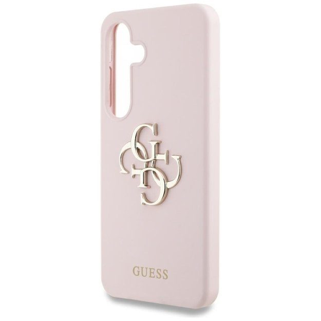 Guess Silicone Big 4G Logo Bottom Script Case for Samsung Galaxy S25 - Pink 5