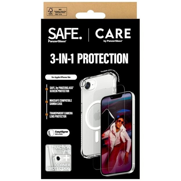 CARE by PanzerGlass Fashion 3in1 Protective Set Case+Glass+Lens for iPhone 16e - transparent 4