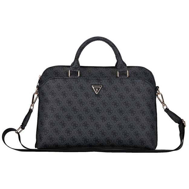 Guess 4G Zipper Pocket Triangle Logo 15&quot  Laptop Bag - Black