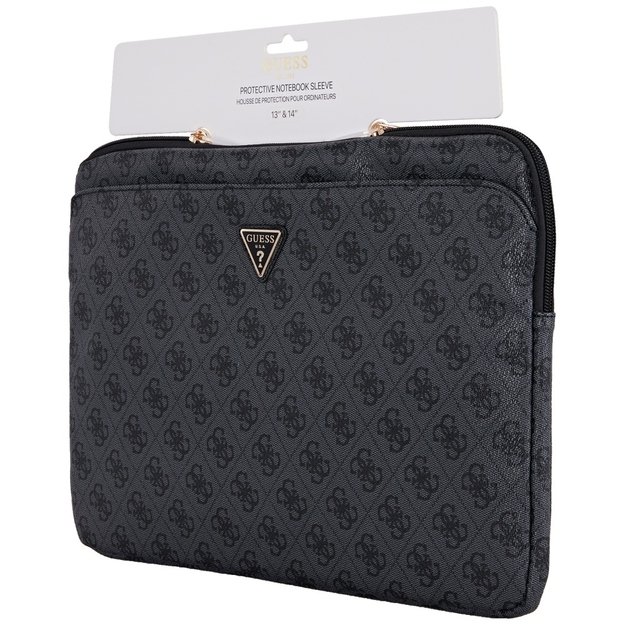 Guess Sleeve 4G Zipper Pocket Triangle Logo 14&quot  Laptop Bag - Black 3