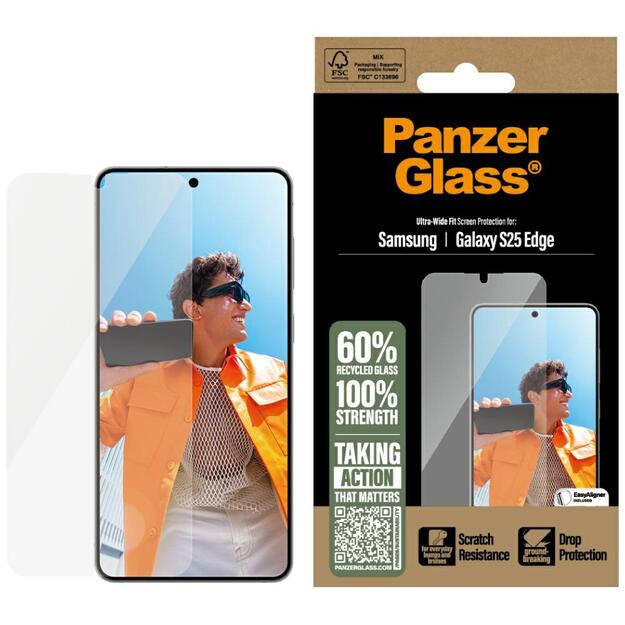 PanzerGlass Ultra-Wide Fit Tempered Glass for Samsung Galaxy S25 Edge - Clear