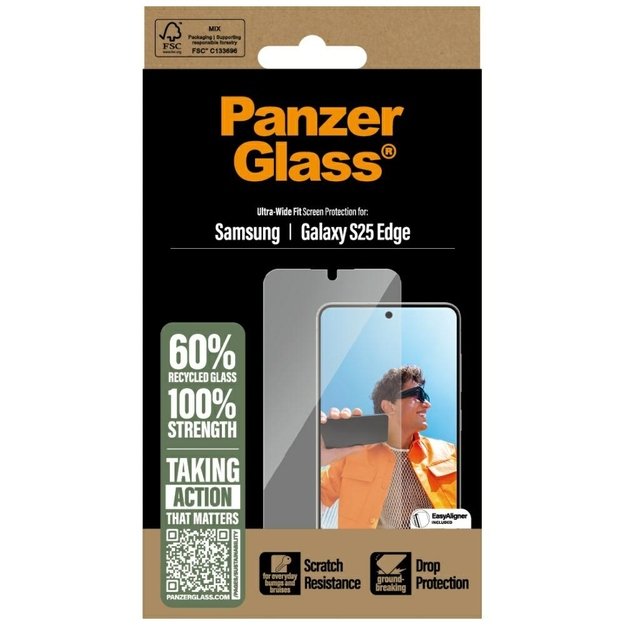 PanzerGlass Ultra-Wide Fit Tempered Glass for Samsung Galaxy S25 Edge - Clear 3