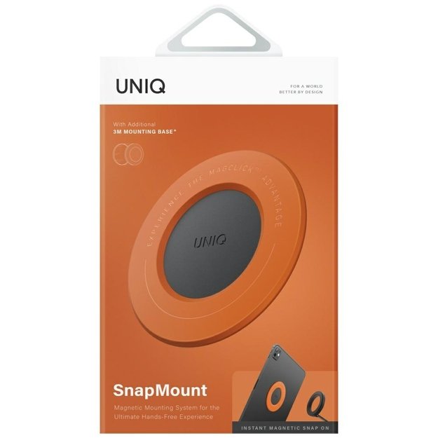 Uniq SnapMount Self-Adhesive Magnetic Holder - Orange and Black 5